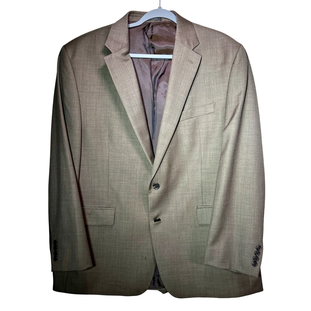 CHAPS Mens Suit Jacket Blazer 46R Tan Brown 100% Wool Classic Fit Business *read